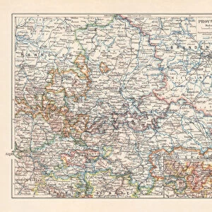 Map of the Province of Saxony, Germany (1816-1945), lithograph, 1897