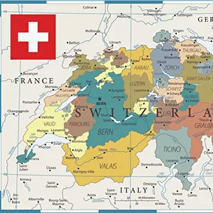 Maps and Charts Framed Print Collection: Switzerland