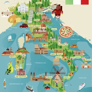 Cartoon Map of Italy Print