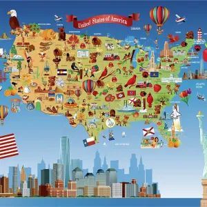 Kartenauszeichnung der Vereinigten Staaten von Amerika Kartenauszeichnung der Vereinigten Staaten von Amerika