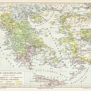 Alter Griechenlandreich-Imperiums-Karte 1895 Alter Griechenlandreich-Imperiums-Karte 1895