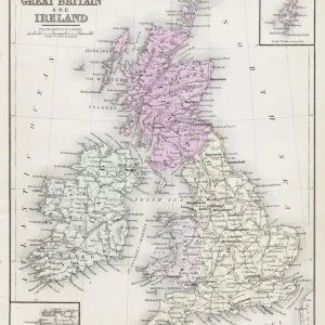 1877 Map of Great Britain and Ireland Print 1877 Map of Great Britain and Ireland Print