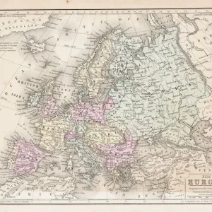 1867 Mitchell's Europe Map Print (Italian Maps)