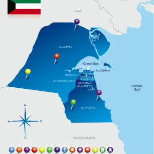 Fine Art Storehouse Print: Map of Kuwait (Map Illustrations) Fine Art Storehouse Print: Map of Kuwait (Map Illustrations)