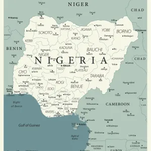 Reference Map of Nigeria Print: Western Africa Location Reference Map of Nigeria Print: Western Africa Location