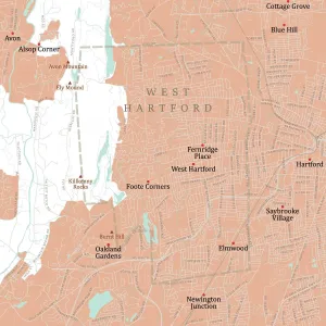 Mapa de Carreteras en el Área de Hartford West Hartford Vector Mapa de Carreteras en el Área de Hartford West Hartford Vector