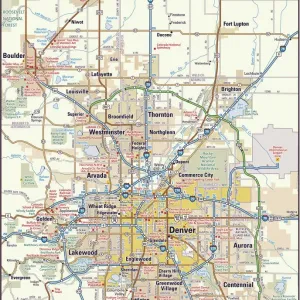 Carte de la région de Denver, Colorado. Carte de la région de Denver, Colorado.