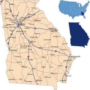 Georgia Road Map Print: Vintage State Highway Illustration Georgia Road Map Print: Vintage State Highway Illustration