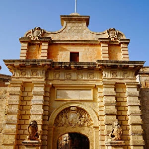 Mdina Gate in the Sunshine, Dusk, Mdina, Malta