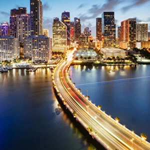 Miami downtown skyline at dusk, Florida, United States