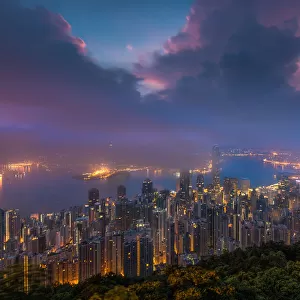 misty morning view of Hong Kong