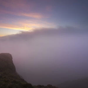 Moody dawn over Derbyshire. English Peak District. UK. Europe