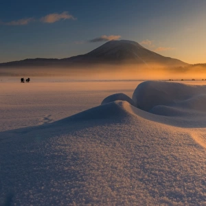 Morning landscape of frozen Akan lake