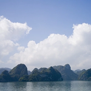 Mountainous Vietnamese coastline with clouds