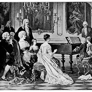Mozart and His Sister Perform for Empress Maria Theresa by August Borckmann - 19th