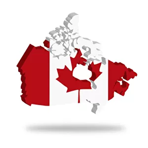 Outline and flag of Canada, 3D, hovering