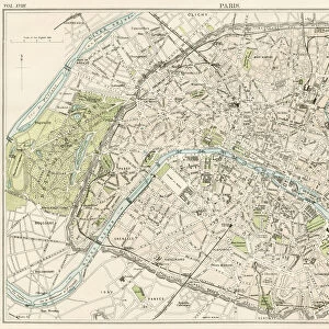Paris city map 1885