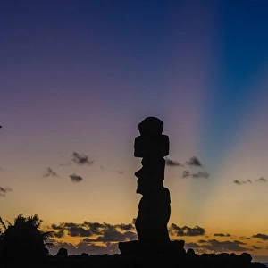 Plane and sunset over Easter Island