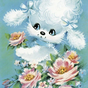 Poodle and Flowers