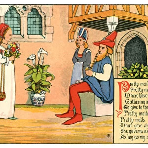 Pretty maid, pretty maid, where have you been? - Victorian nursery rhyme illustration