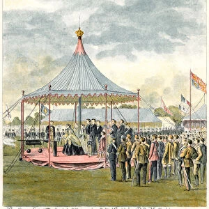 Queen Victoria ceremonially firing a rifle