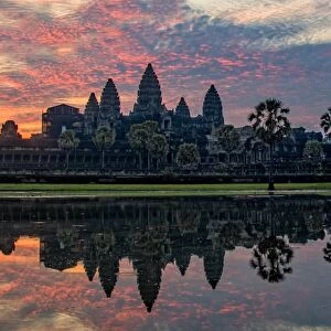 Reflection of sunrise at Angkor Wat, Siem reap, Cambodia