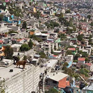 Roofs in Mexico city favela landscape