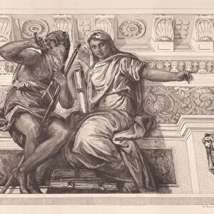 Saturn (Time) and Historia, Greek Mythology, painted by Paolo Veronese