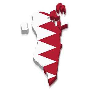 Shape and national flag of Bahrain, 3D computer graphics