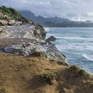 Shipwreck Beach leads to the Makawehi Lithified Cliffs, Kauai, Hawaii, USA