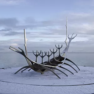 Solfar, sun voyager sculpture in Reykjavik, Iceland