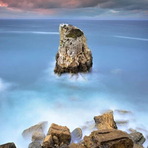 Solitary Rock located at Peniche coastline in Portugal