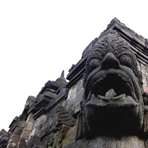 A statue of lions head at Borobudur