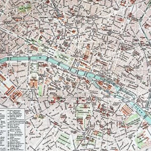 Street Map of Paris, 1890, France, Historic, digitally restored reproduction of an original 19th century original