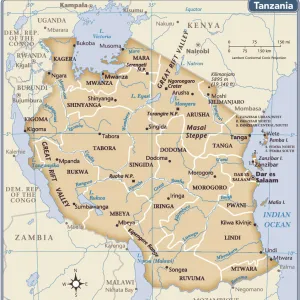 Tanzania Metal Art Print Collection: Maps