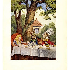 Tea party illustration, (Alices Adventures in Wonderland)