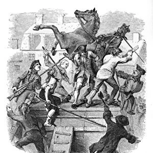 Tearing down the statue of King George III 1859