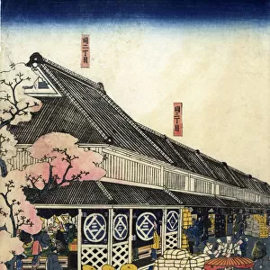 Traditional Sadahide Japanese Woodblock print of Tokyo