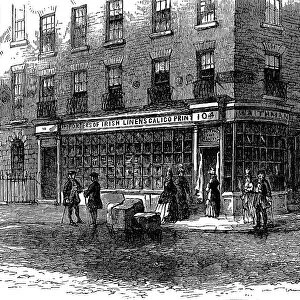 Traditional Victorian London Fleet Street shop front (illustration)
