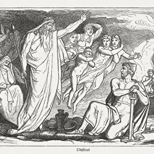 Ulysses in Hades, Greek mythology, wood engraving, published in 1880
