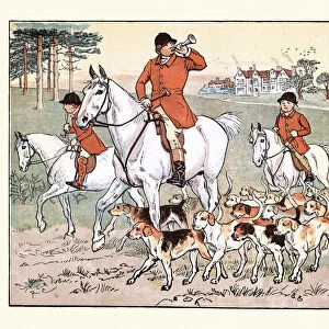 Victorian father going on fox hunt with his sons, 19th Century