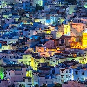 A view of the blue city of Chefchaouen in the Rif mountains, Morocco M