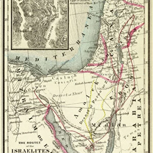 Wanderings of the Israelites Map Engraving