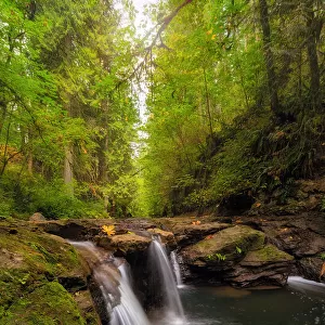 Waterfall aat Rock Creek in Clackamas Oregon in Fall Season