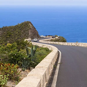 Winding mountain road in the Anaga Mountains near the village of Taganana, Azano, Almaciga, Tenerife, Canary Islands, Spain