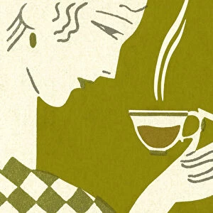 Woman Drinking a Hot Beverage