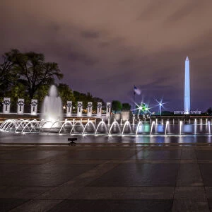 World War II Memorial with the Washington Monument