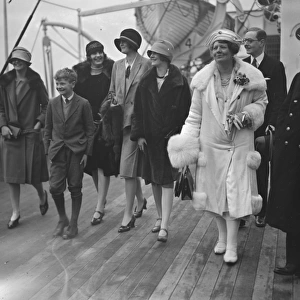 Aboard the SS Almeda at Tilbury. Hon Richard Lygon and Lady Beauchamp ( right )