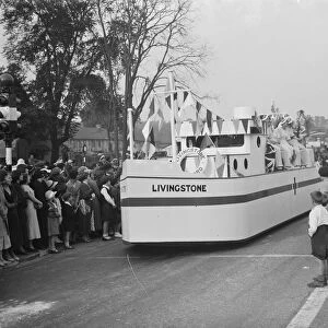 The Dartford Carnival. The Livingstone motor ship in the parade. 1936