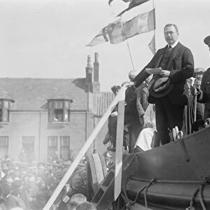 Duke of Atholl at lifeboat ceremony at Peterhead. The Duke of Atholl, speaking